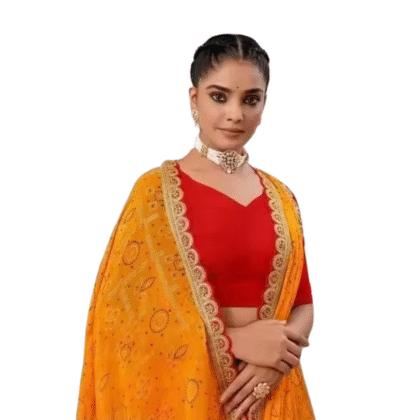 Mustard Yellow Georgette Bandhani Saree with Zari Border