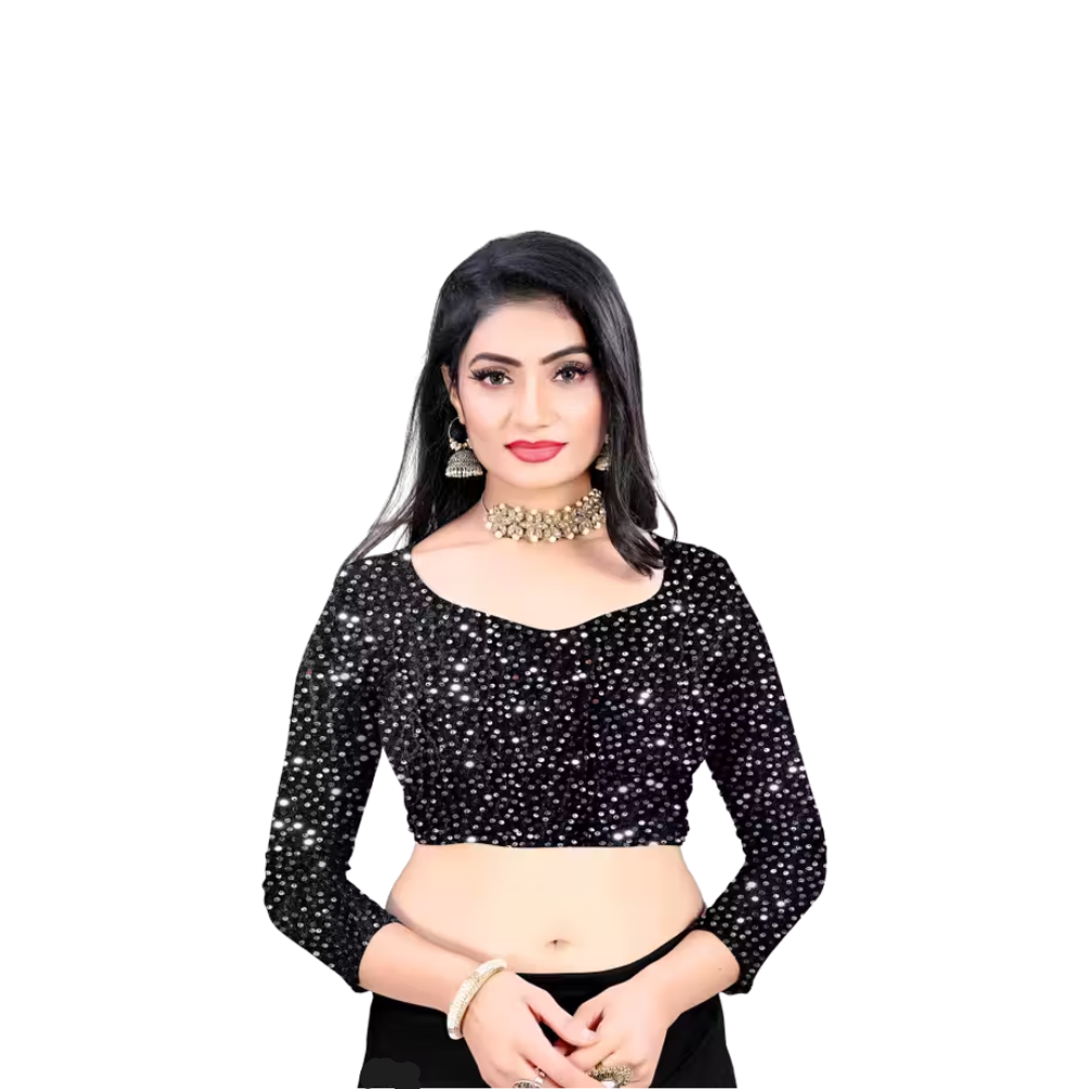 Designer Lycra Ruffled Saree & Sparkle Blouse