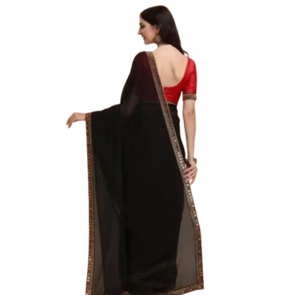 Classic Solid Black Georgette Party Wear Saree